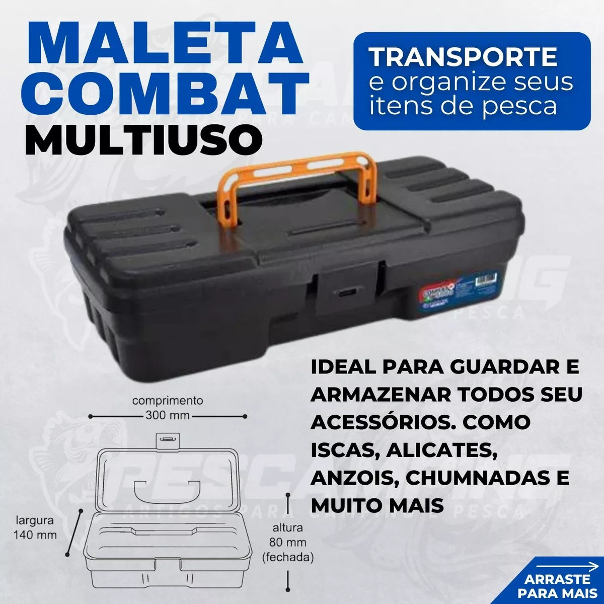 Kit Pesca Completo 2 Varas Fibra de Vidro e 2 Molinetes Leve com Linha Estojo e Maleta com Acessórios