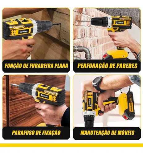Parafusadeira e Furadeira Huahuo 48V - Bateria de Brinde
