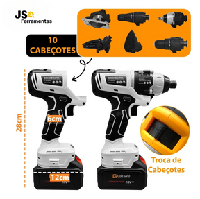 Kit 10 em 1 Parafusadeira Com 2 Baterias Lixadeira Profissional