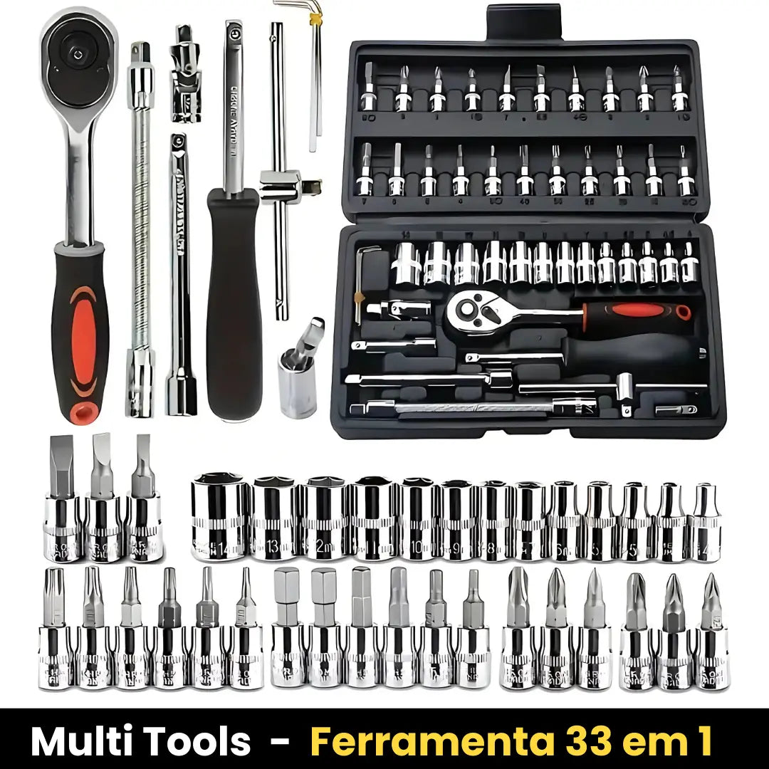 Kit Chave Catraca e Soquetes 46 Peças + Desconto de Lançamento