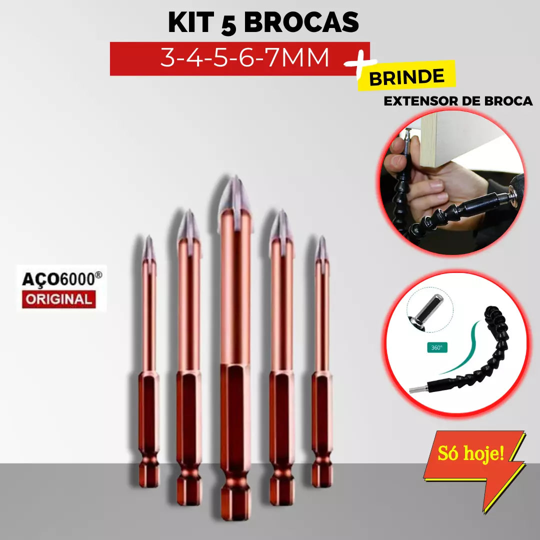 MasterDrill Performance™ - Kit 5 Brocas Universais Anti-ferrugem