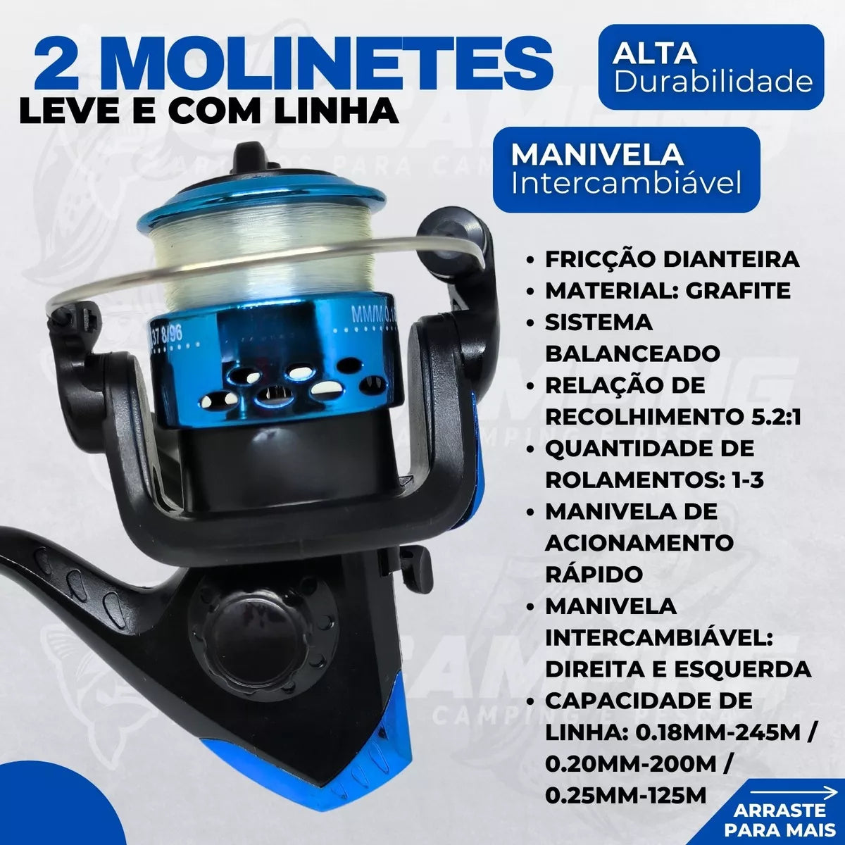 Kit Pesca Completo 2 Varas Fibra de Vidro e 2 Molinetes Leve com Linha Estojo e Maleta com Acessórios