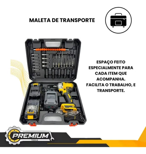 Chave De Impacto 48v Profissional 620Nm Maleta 35 Peças