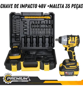 Chave De Impacto 48v Profissional 620Nm Maleta 35 Peças