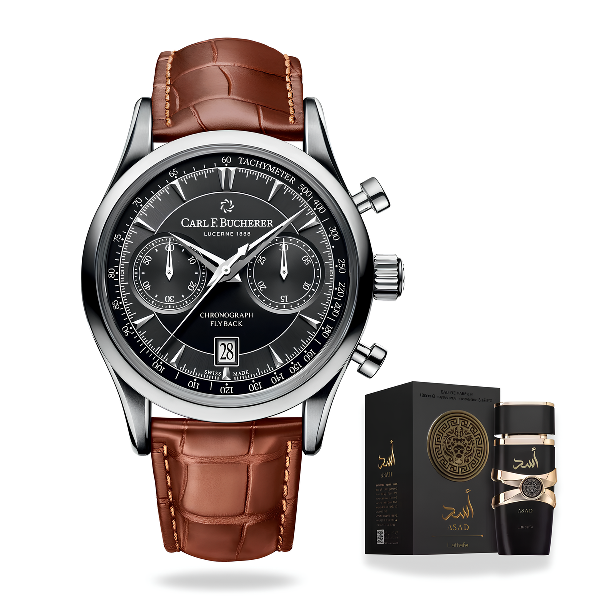 Monarch Flyback 42mm + Perfume Lattafa Asad