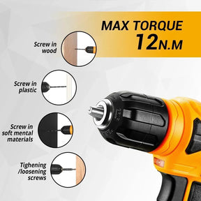 Kit DEKOPRO Caixa de Ferramentas 126 Peças com Furadeira Sem Fio 20V